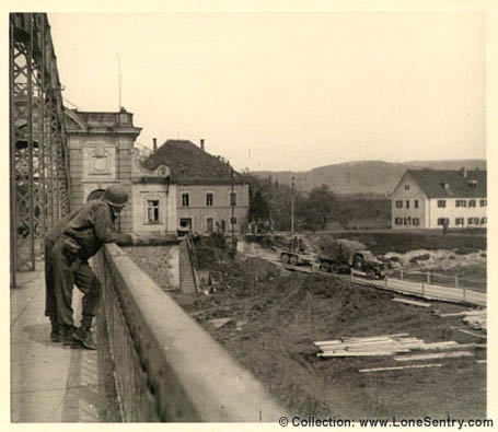 [U.S. army truck with trailer, Grainau, Germany, May 1945: 305th Engineer Combat Battalion]