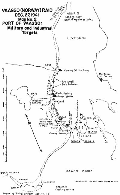 [Map No. 2: Vaagso (Norway) Raid, Dec. 27, 1941, Port of Vaagso, Military and Industrial Targets]