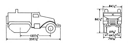 [U.S. WW2 Half-Track, Carriage, Motor, Multiple Gun, M14 Dimensions Diagram]